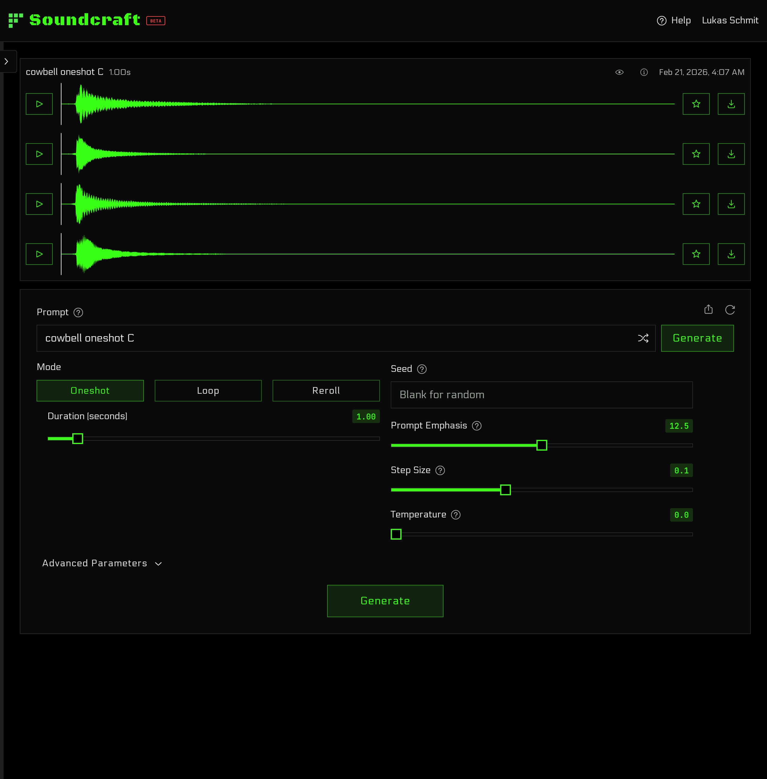 Generating a punchy snare one-shot